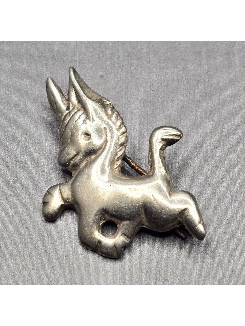 Vintage Mexican Sterling Silver Donkey Brooch Burro Folk Art Pin 1930s
